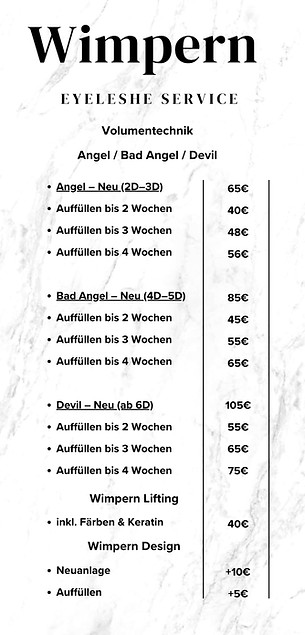 Angel Nails Wimpernverlängerung Preise