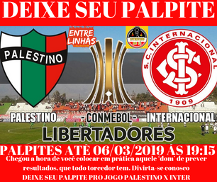 ESTREIA DO INTER na libertadores Venha e divirta-se conosco DEIXE SEU PALPITE pro jogo PALESTINO x I