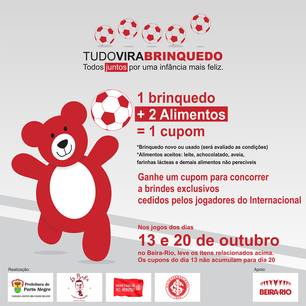 Campanha 'Tudo Vira Brinquedo' segue na partida entre Inter e Vasco