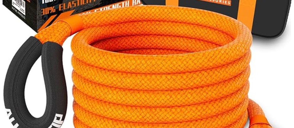 ALL-TOP Kinetic Recovery Rope, 48000 lbs. (1 in. x 30 ft. Orange) Extreme Duty 30% Elasticity Energy Snatch Strap for 4x4 Off-Road Vehicle