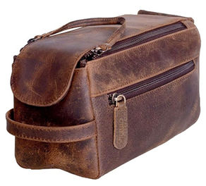 KOMALC Premium Buffalo Leather Travel Dopp Kit