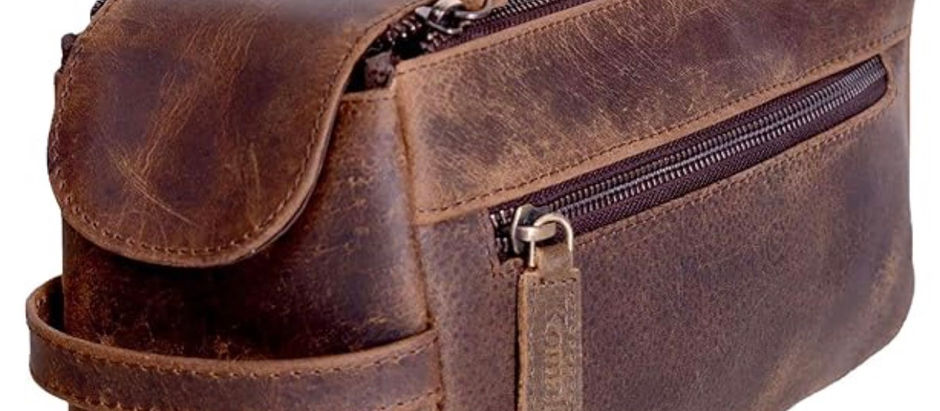 KOMALC Premium Buffalo Leather Travel Dopp Kit