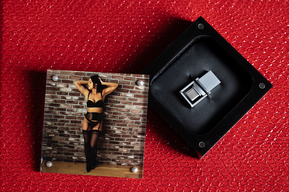 USB drive photo with woman on cover of it