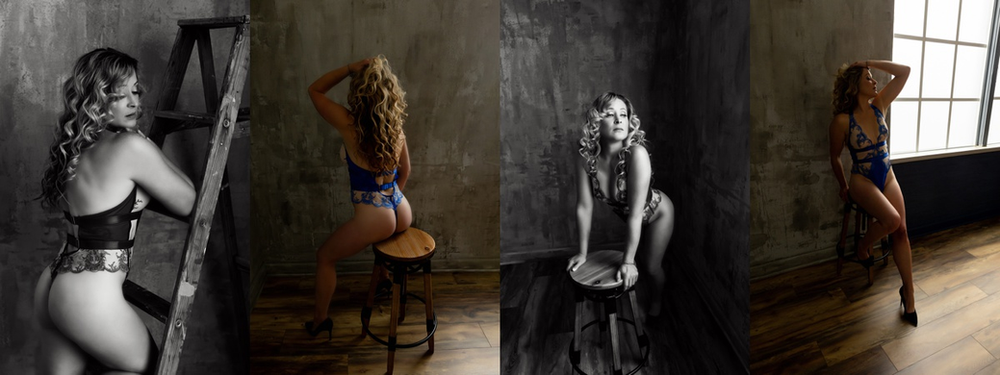 woman against concrete wall in lingerie