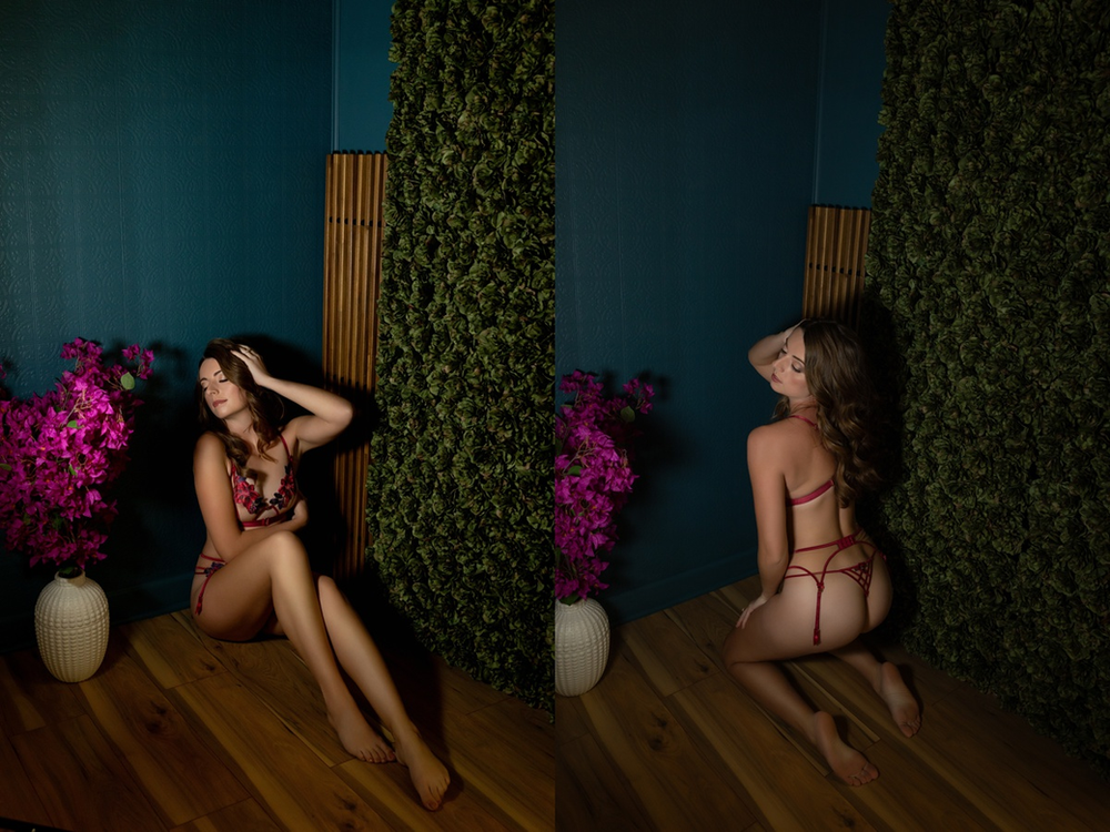 woman sitting down in seductive poses