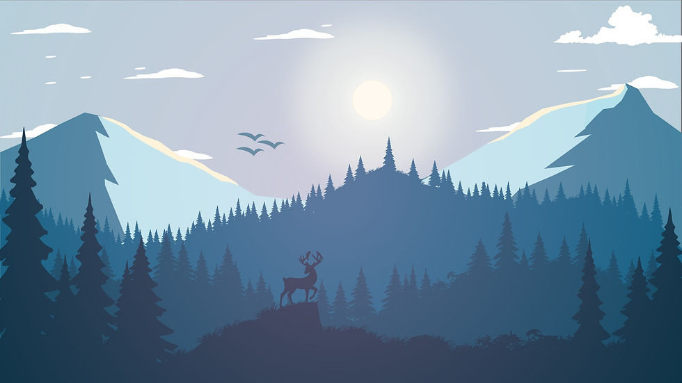 114669-landscape-forest-deer-artwork-pine-trees-illustration-mountains-minimalism-animals-