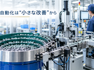 製造ラインでパーツフィーダが部品を整列供給している自動化設備