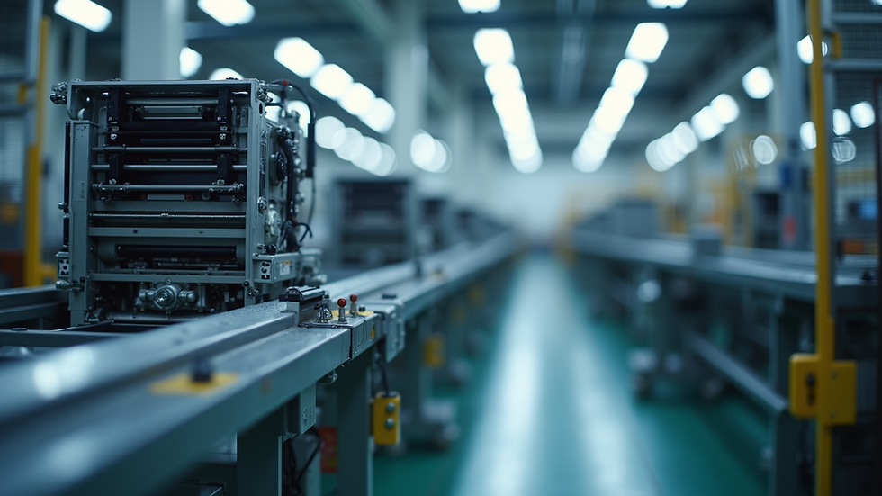 High angle view of an advanced manufacturing assembly line in Connecticut