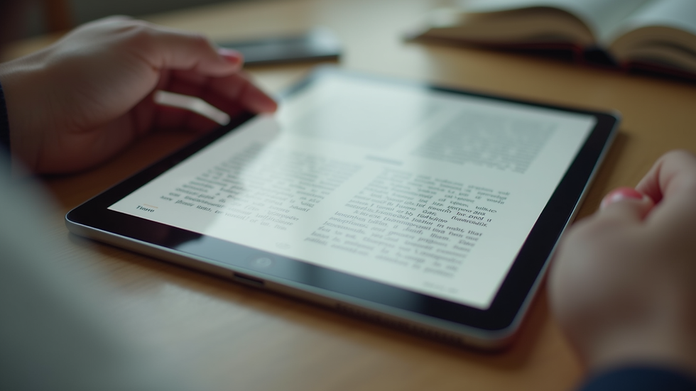 Close-up view of a digital ebook cover design on a tablet