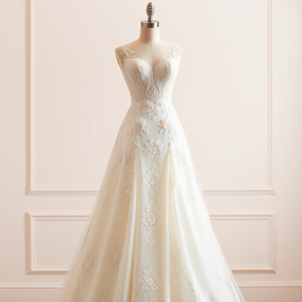 beautiful wedding gown on a mannequin .jpg