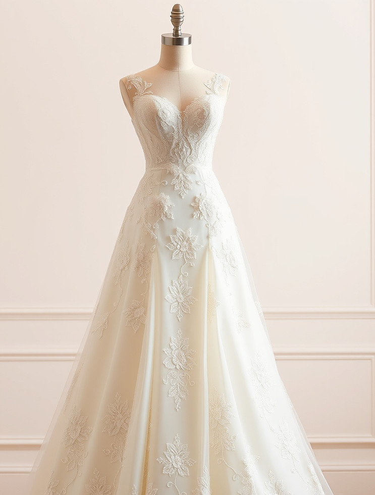 beautiful wedding gown on a mannequin .jpg