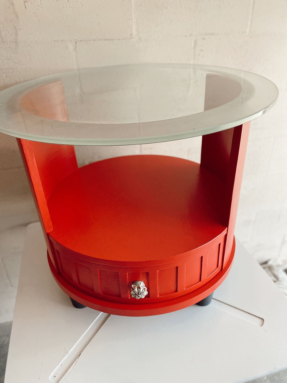 Set of red end tables 
