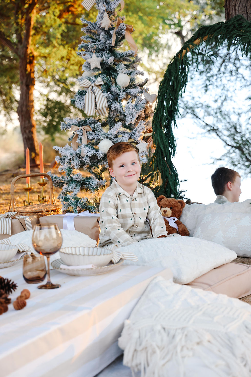 Behind-the-scenes of a festive luxury picnic experience in Dubai photographed by Sarah Kelly photography