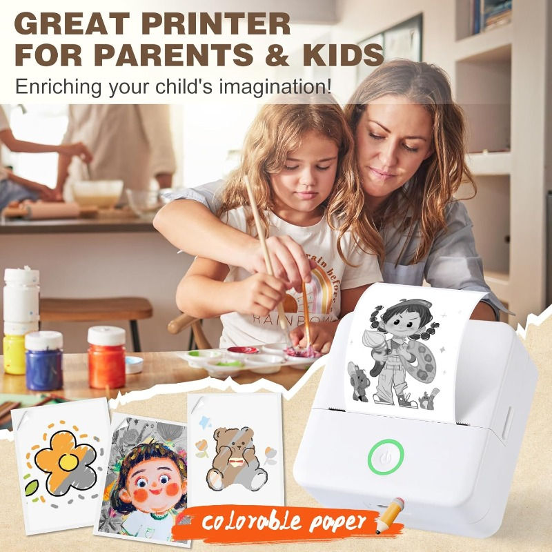 Miniatura: Thermal Mini Printer, Portable Inkless Sticker Maker,Bluetooth Free Cut Small Po