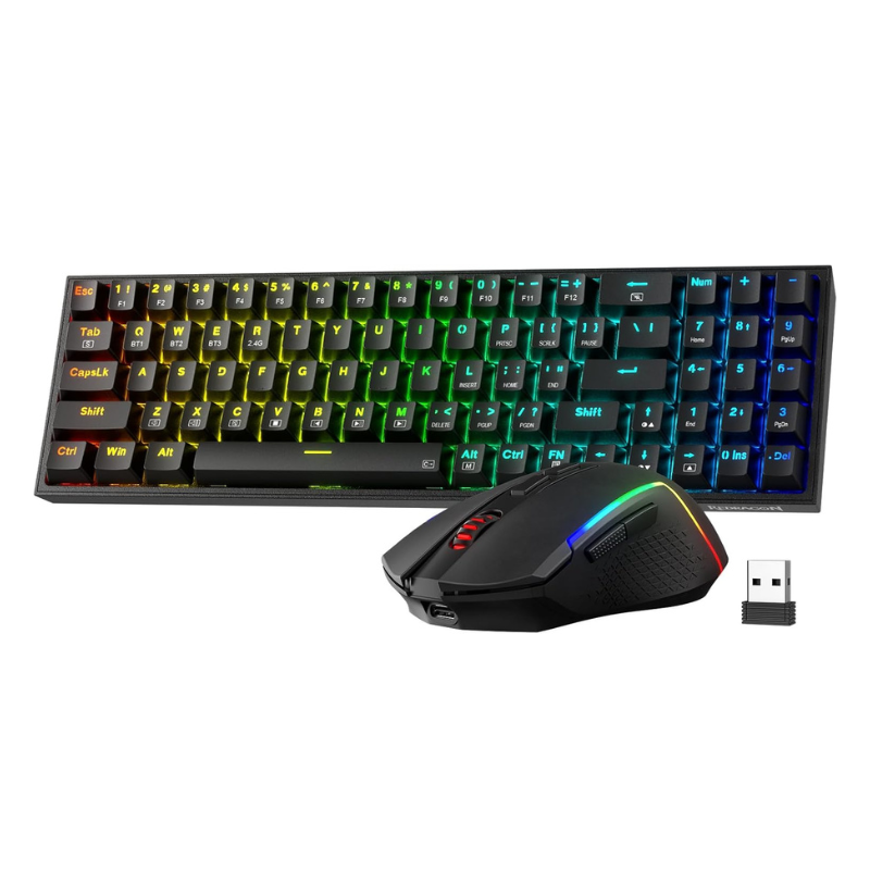 Redragon BS136 Gaming Keyboard & Mouse Combo, 75% K628 Tri-Mode Wireless RGB Mec