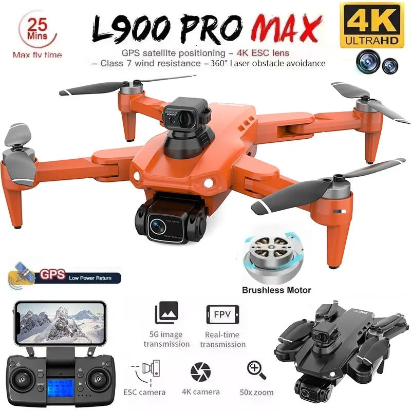 L900 Pro MAX GPS Drone 4K Professional HD Dual Camera 5G Wifi 360° Obstacle Avo