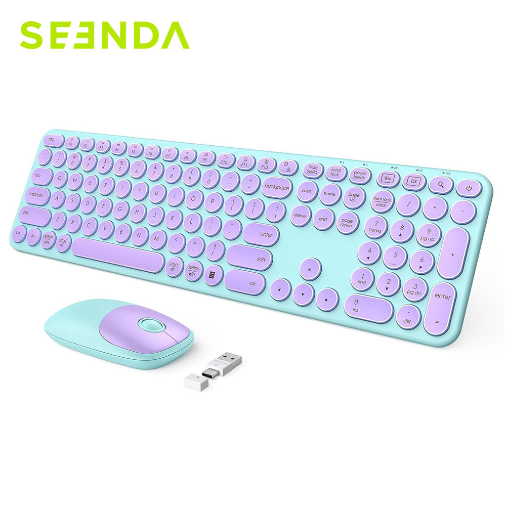 SEENDA USB & Type C Wireless Keyboard and Mouse Combo for Win 7/8/10 MacBook Pro