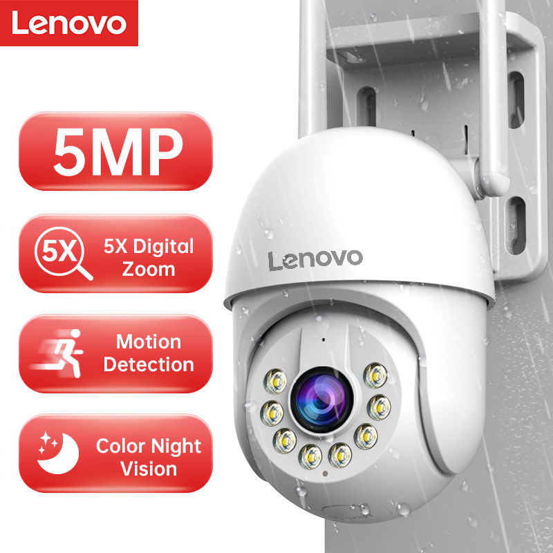 Lenovo 5MP Smart Wifi PTZ Camera Outdoor 5x Digital Zoom Auto Tracking ONVIF CCT