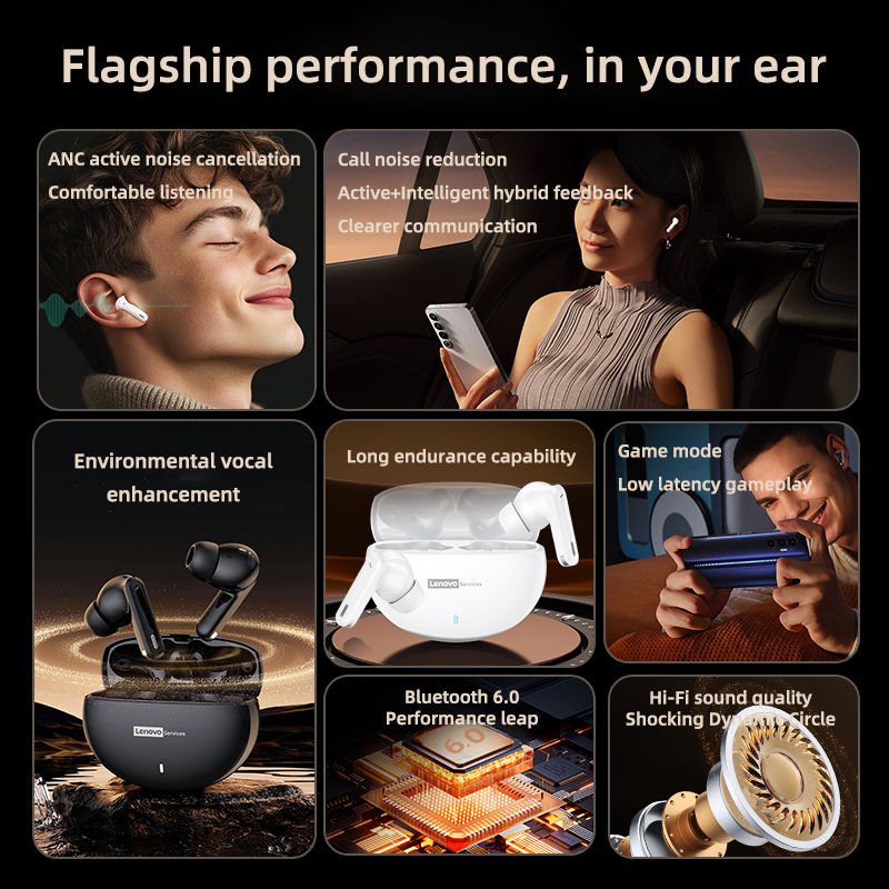 Miniatura: Lenovo New LE253 Earphones TWS Wireless Bluetooth 6.0 Headphones HiFi Sound ANC 
