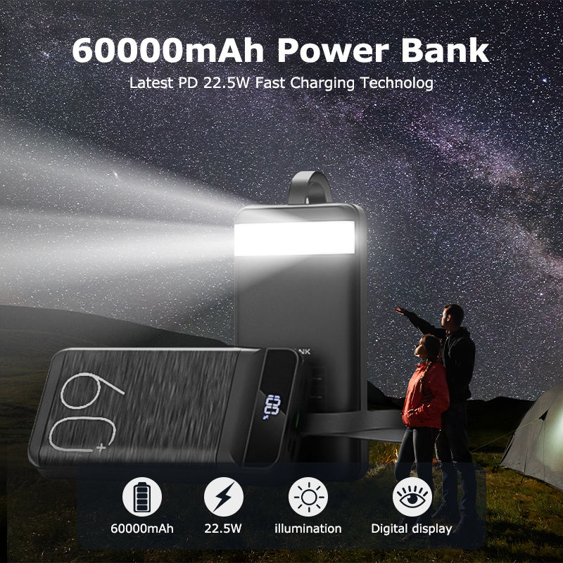 Miniatura: hganus 60000mAh Power Bank QC PD3.0 22.5W Fast Charging Powerbank Portable Charg