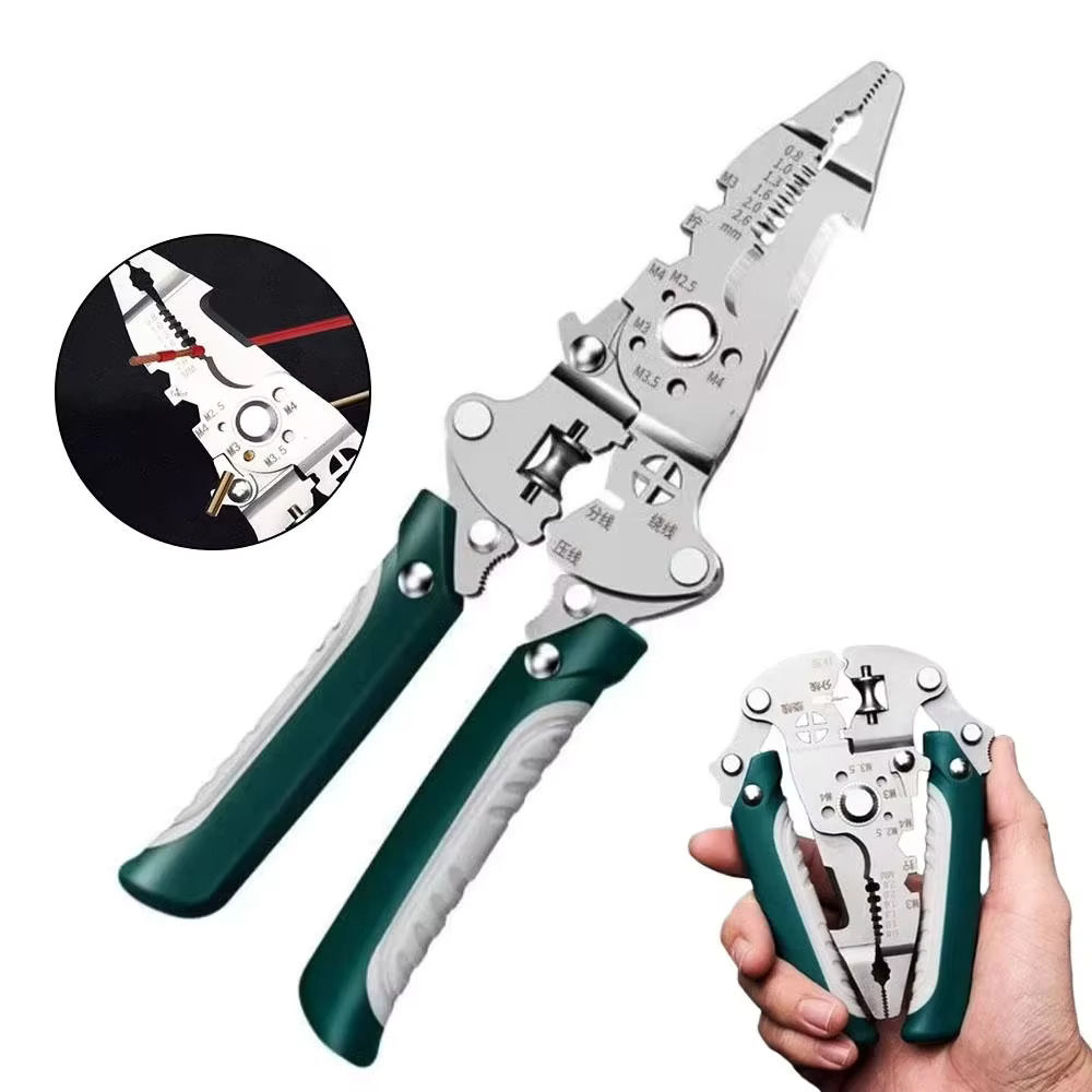 Multifunctional folding electrician wire stripping and cutting pliers, wiring pl
