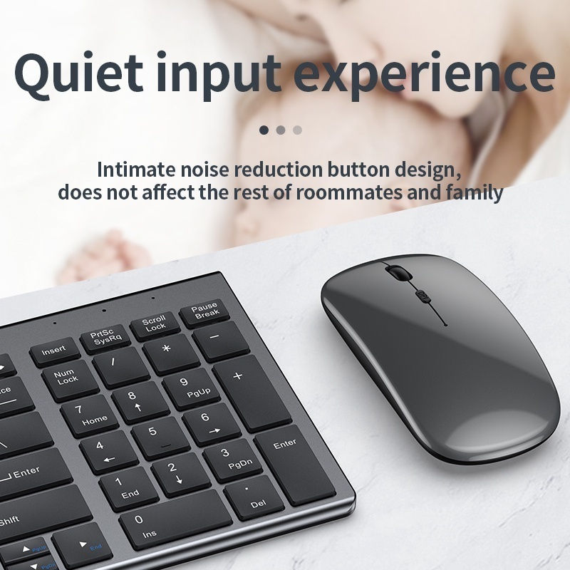 Jomaa Slim Rechargeable Bluetooth Keyboard and Mouse Set for Laptop Computer 2.4