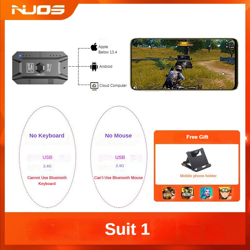Miniatura: M1 Pro Gamepad Mobile Phone Game Converter Mouse Keyboard Game Controller BT5.0 