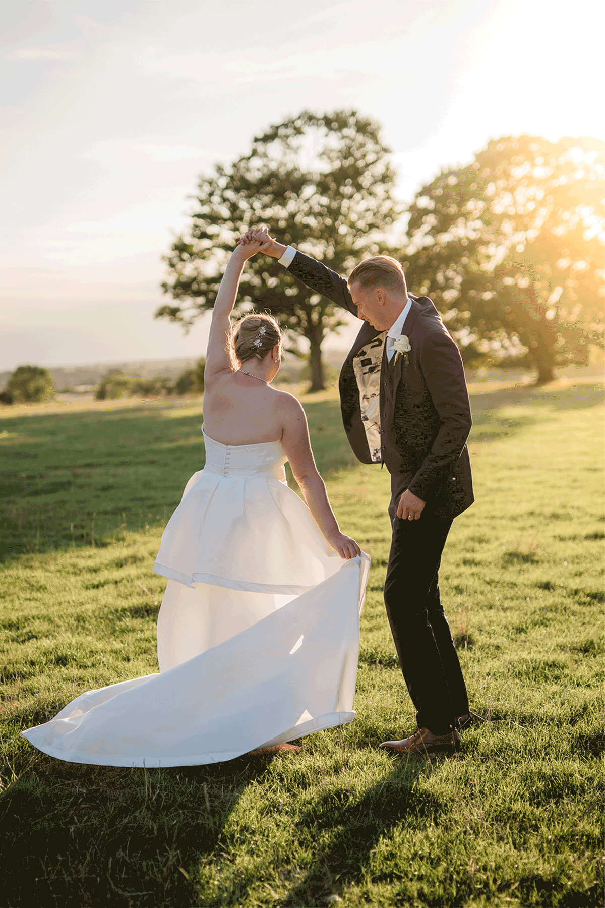 bride and groom happy and fun twirling wedding photo gif at langar hall
