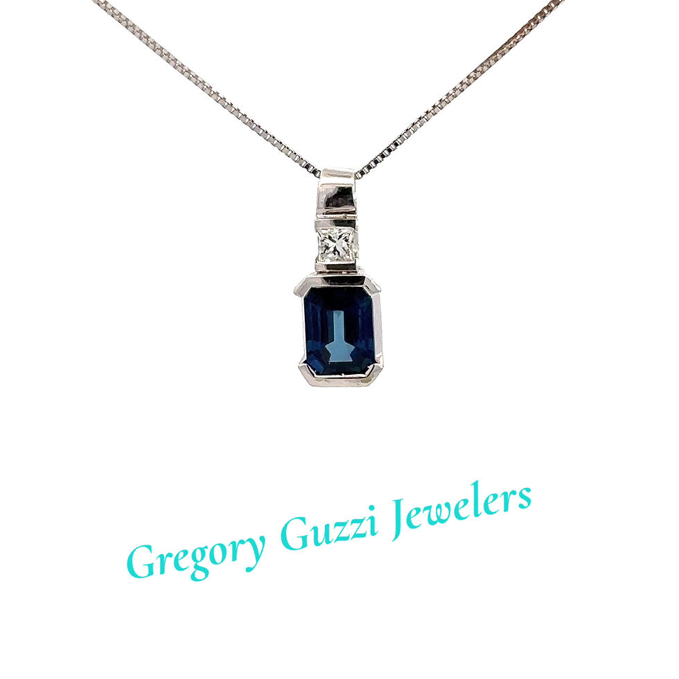 Thumbnail: 14KT. White Gold Blue Sapphire Diamond Necklace