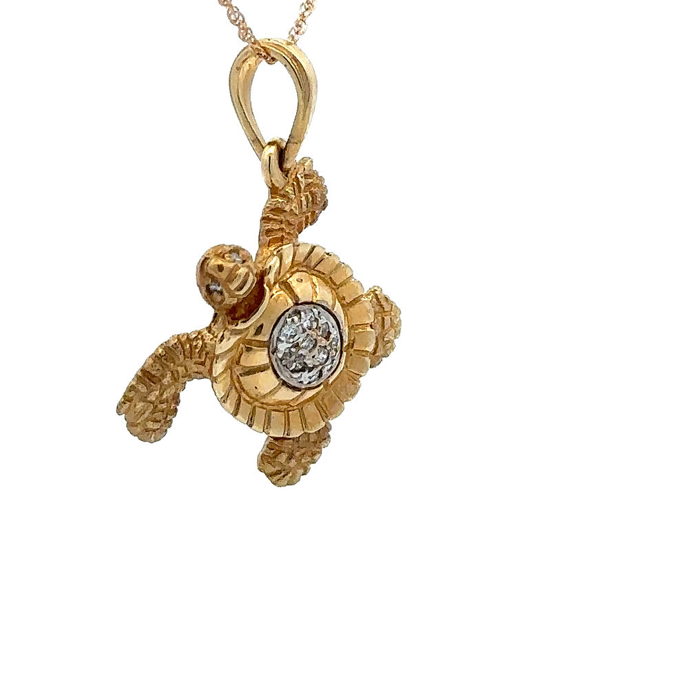 Thumbnail: 14k Gold Turtle With Diamonds Pendant