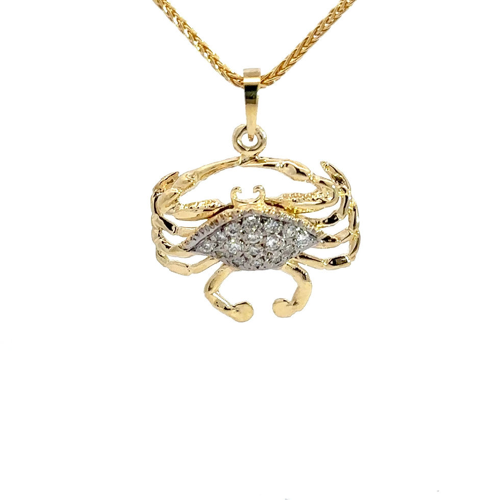 14kt gold small 3D Diamond Crab pendant