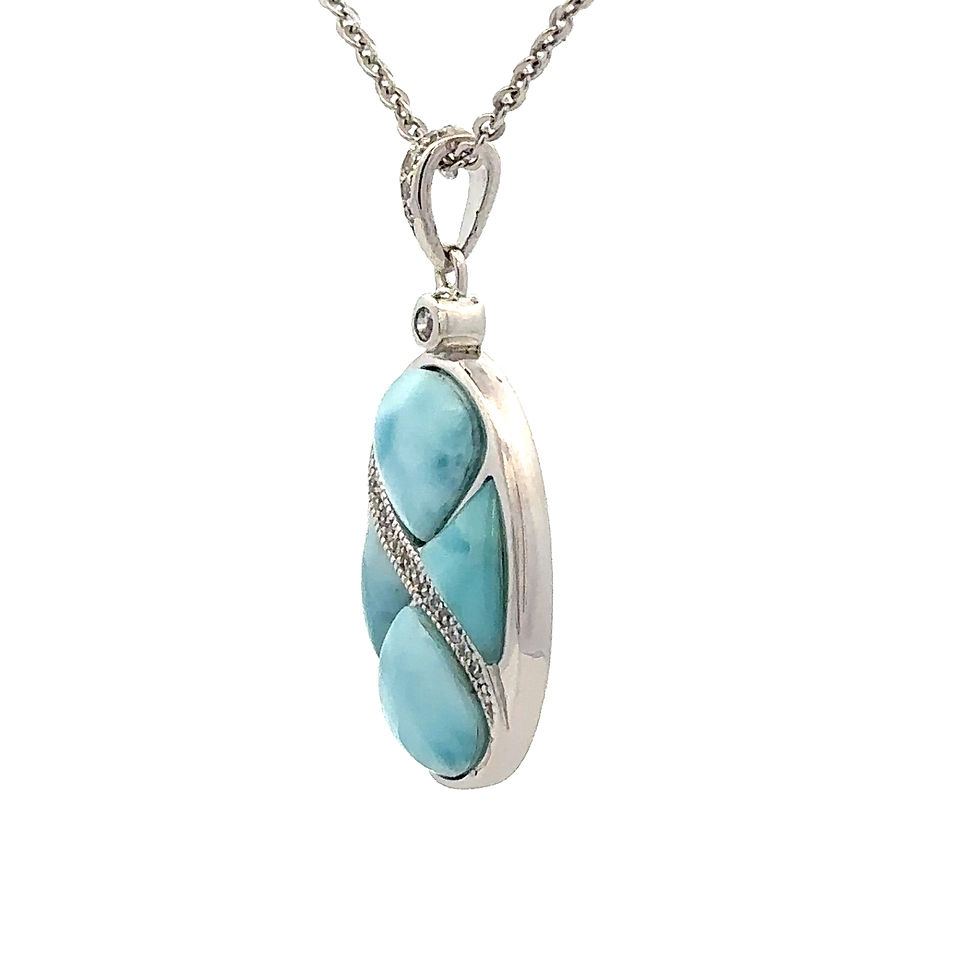Thumbnail: Sterling Silver Larimar Oval Pendant Necklace