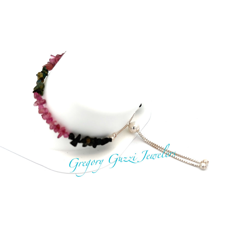Miniatura: Sterling Silver .925  Watermelon Tourmaline chips bracelet