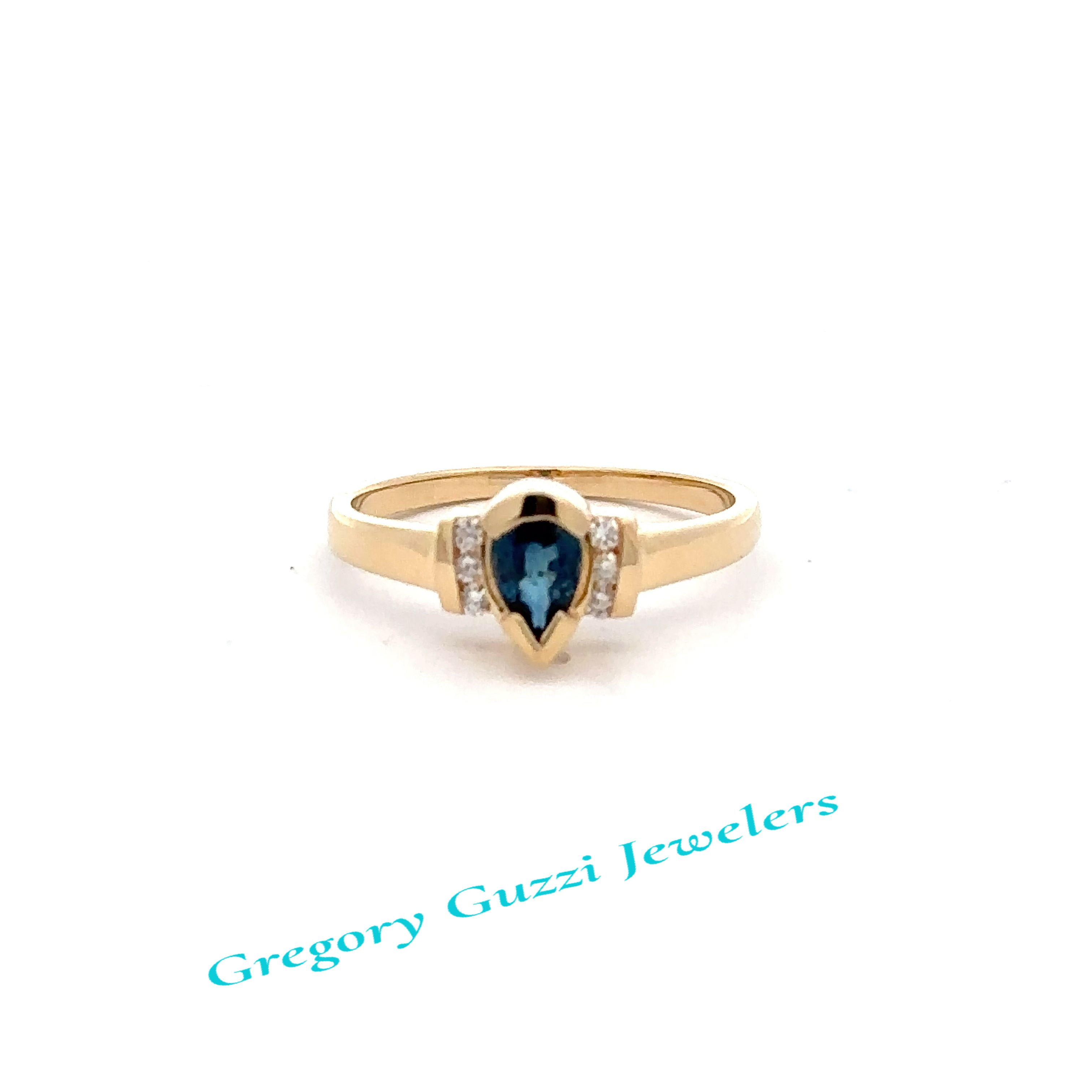 14KT. Yellow Gold Sapphire And Diamond Ring (Size 7)