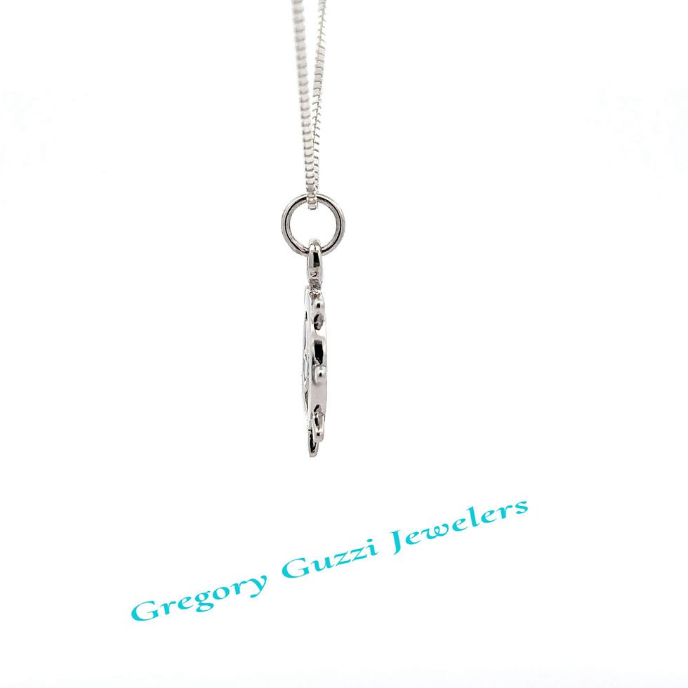 Thumbnail: Sterling Silver Ship's Wheel Pendant With CZ