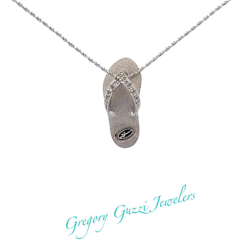 Miniatura: 14kt White Gold Denny Wong single Flip Flop and diamond pendant 18MM