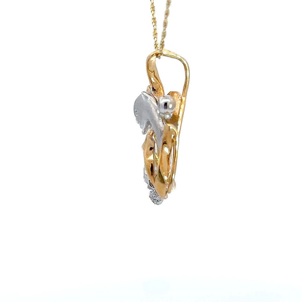 Thumbnail: 14k Denny Wong two tone "Blue Lagoon' Dolphin Pendant with diamonds