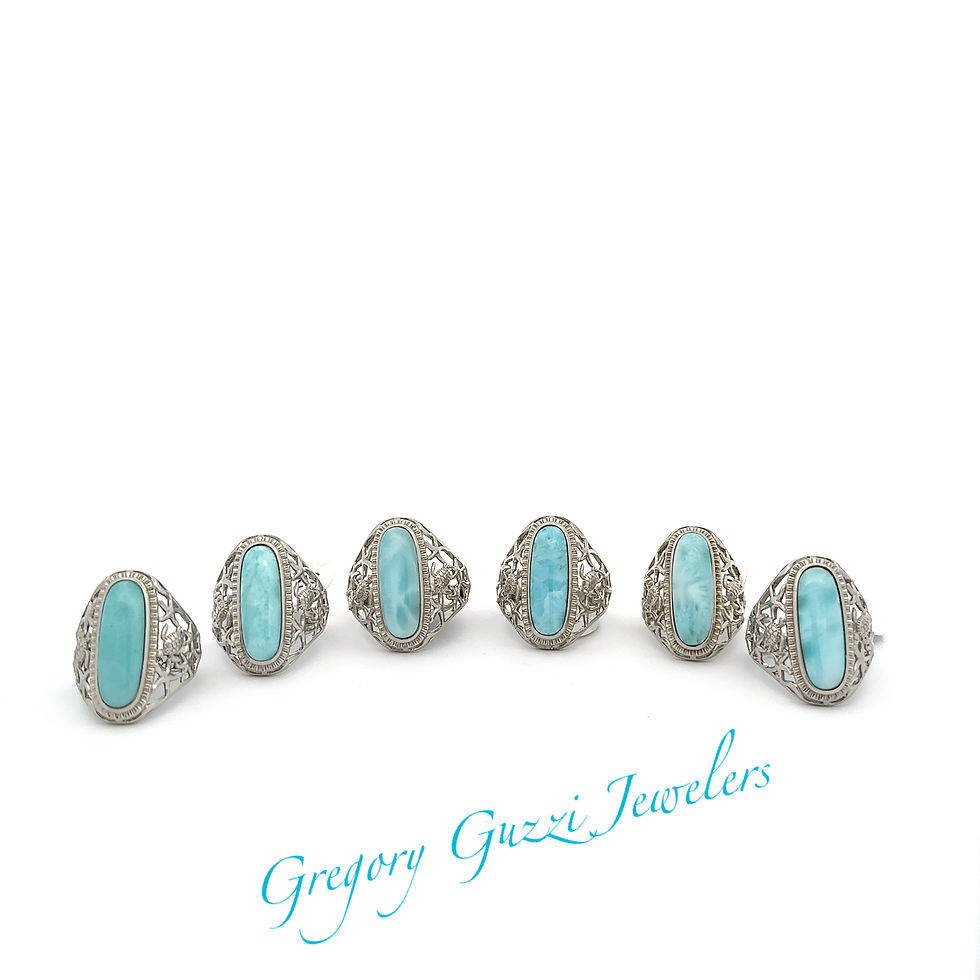 Sterling Silver .925 Natural Larimar Ring