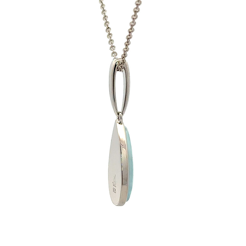 Miniatura: Sterling Silver Larimar Tear Drop Pendant Necklace