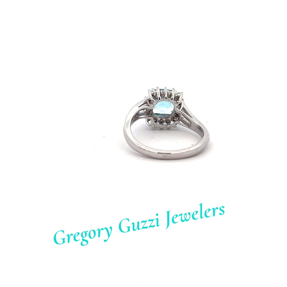 Miniatura: 14KT White Gold Blue Topaz and Diamond Ring