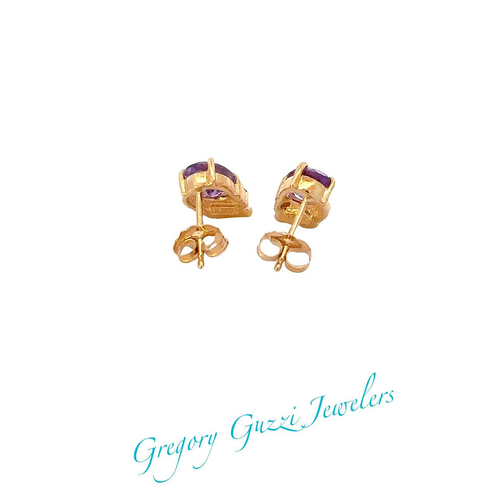 Thumbnail: 14Kt Amethyst with diamond stud earrings