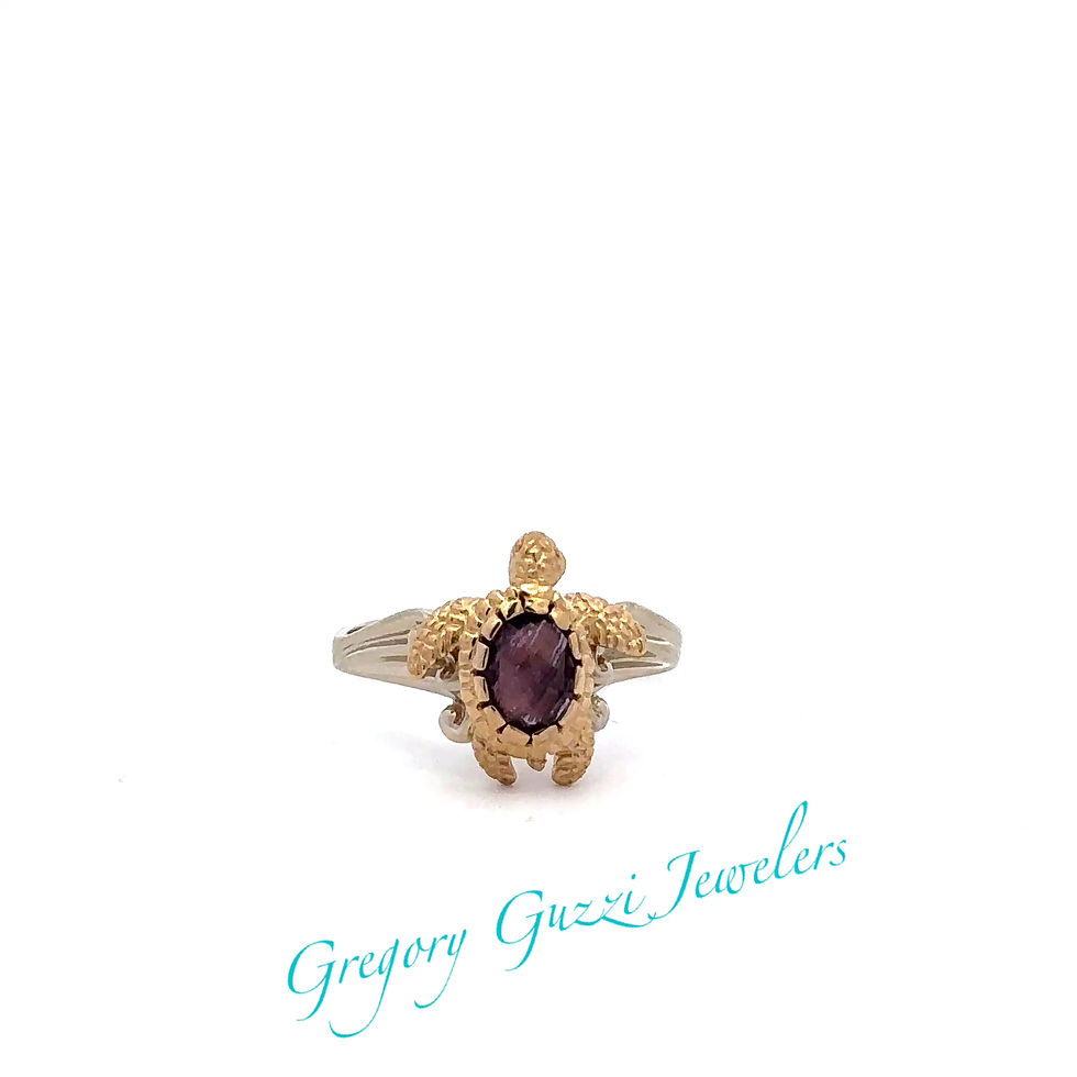 Miniatura: 14KT White and Yellow Gold Steven Douglas Amethyst Turtle Ring - SIZE6.5