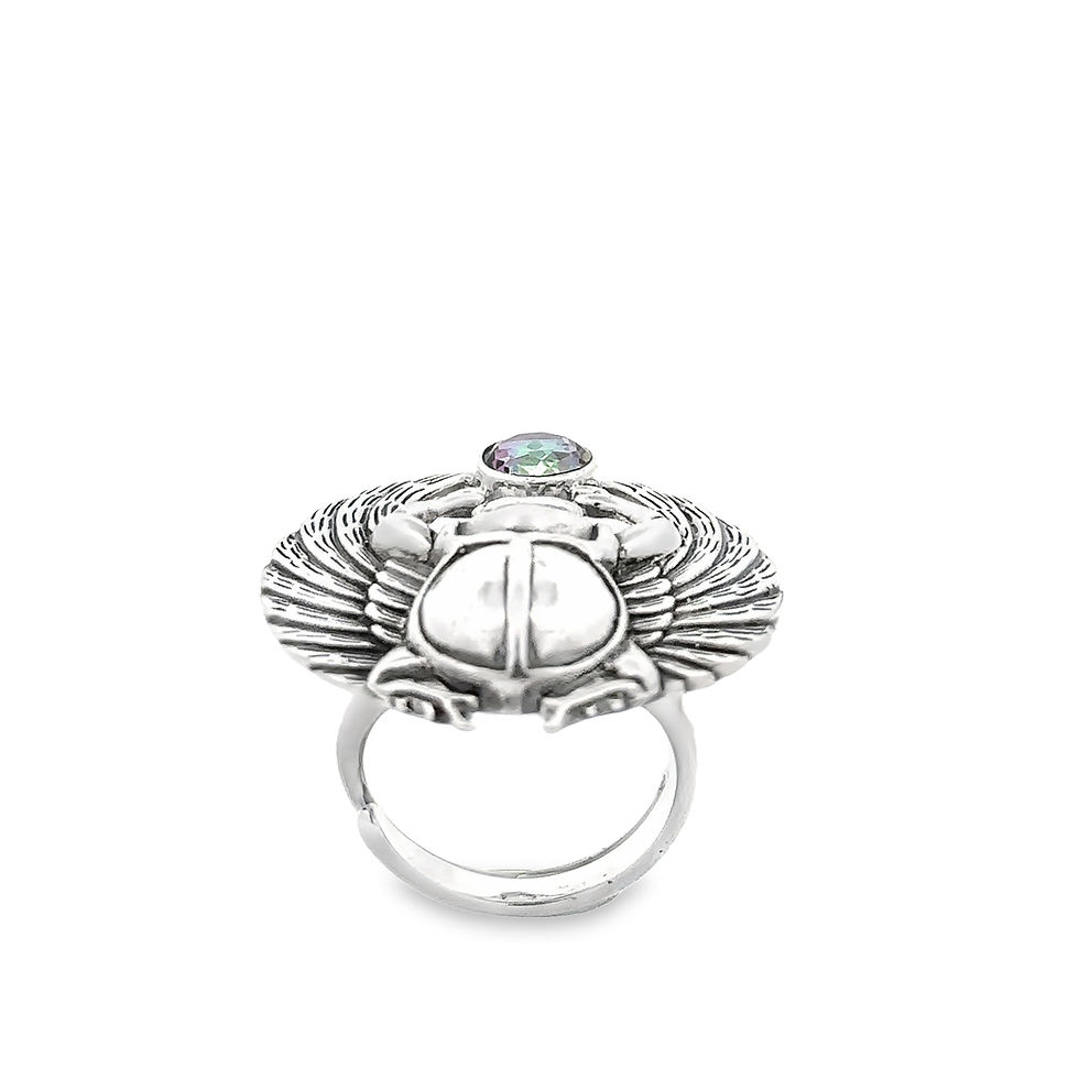Miniatura: Sterling Silver Designer Flying Scarab (Size 8.5) Adjustable