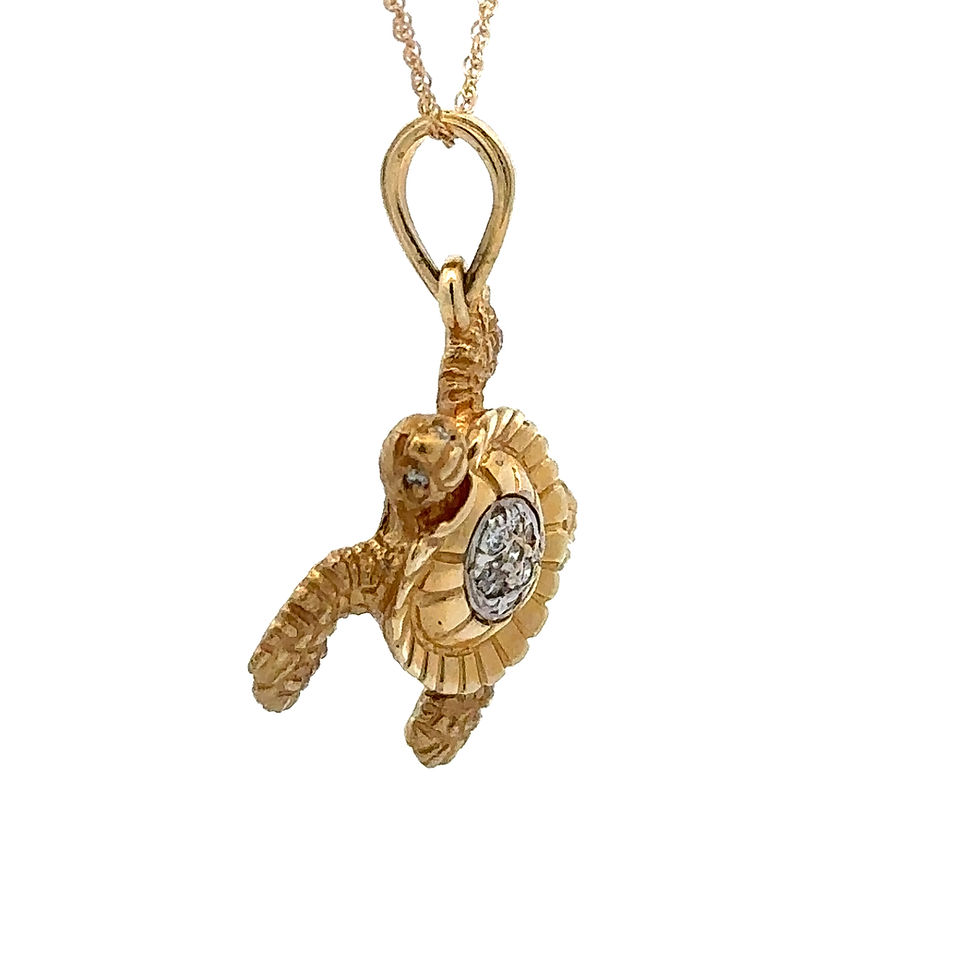 Thumbnail: 14k Gold Turtle With Diamonds Pendant