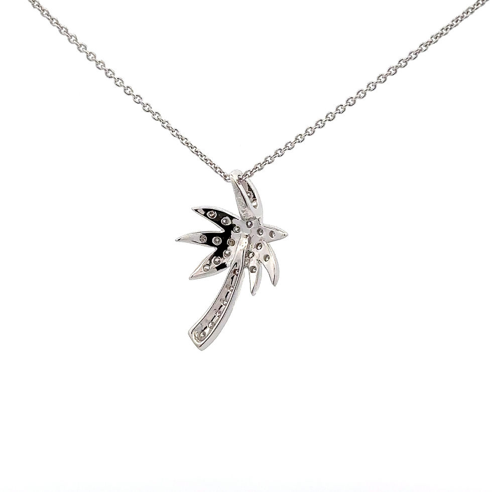 Thumbnail: 14KT. White Gold And Diamond Palm Tree Necklace (13 x 20mm)