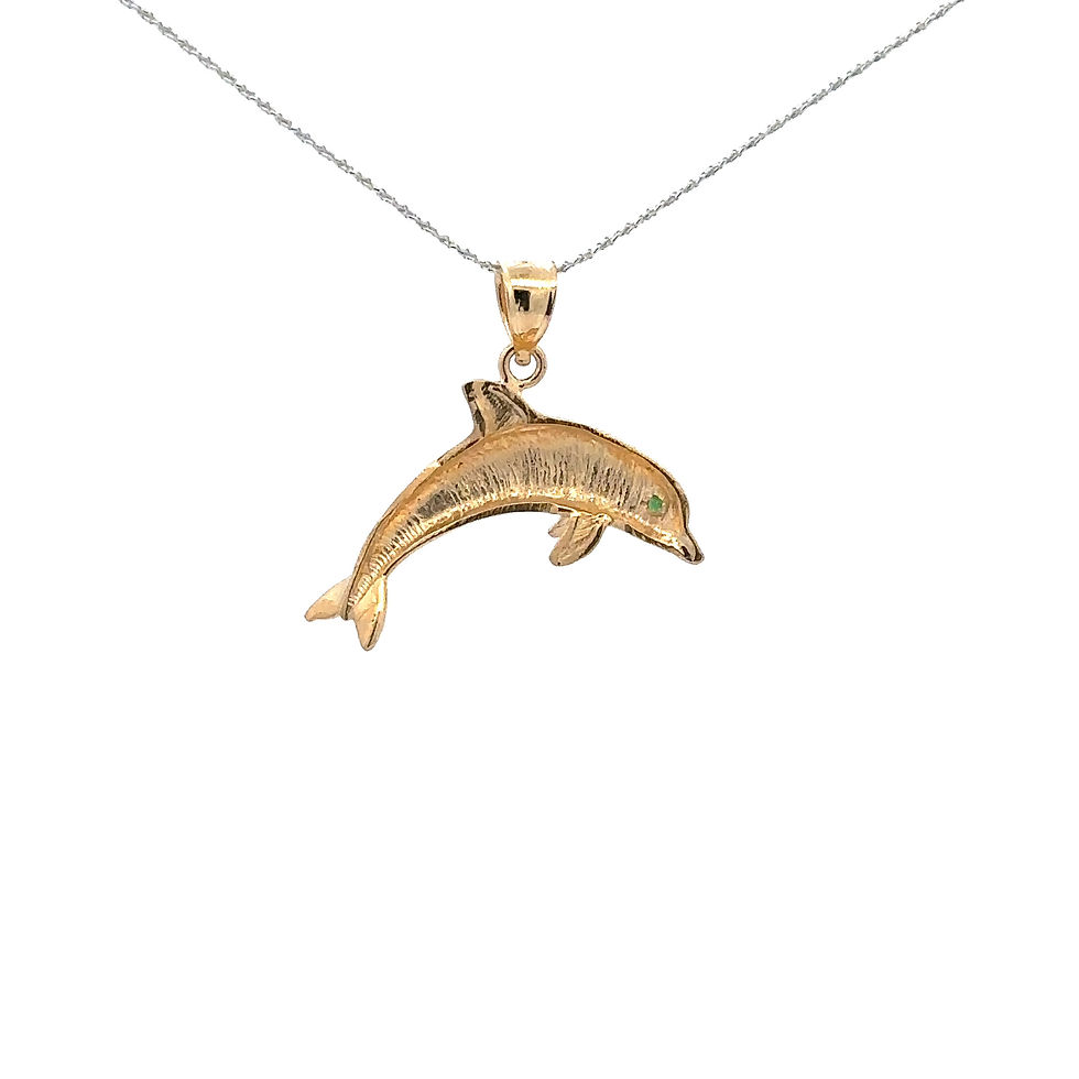 Miniatura: 14kt Dolphin with Emerald pendant / charm
