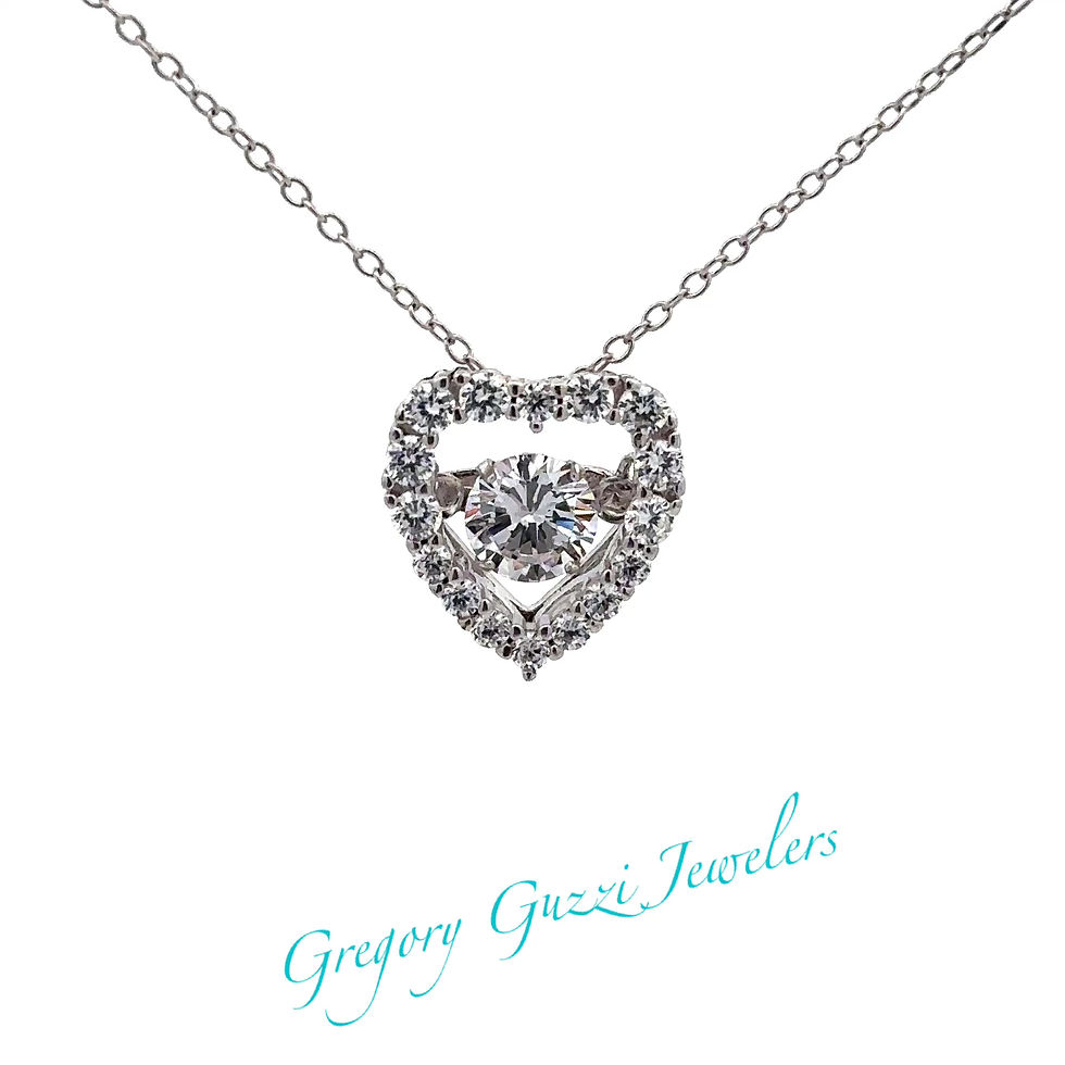Miniatura: Sterling Silver .925 Heart shape with Floating Cubic Zirconia Necklace
