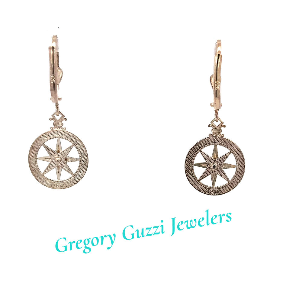 Thumbnail: Sterling Silver Compass Rose earrings