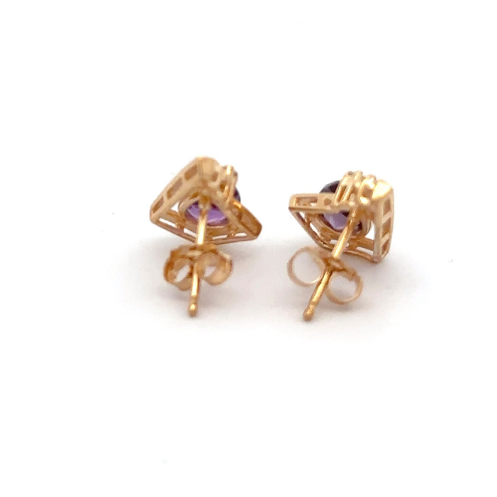 Miniatura: 14KT Yellow Gold Natural Amethyst Stud Earrings