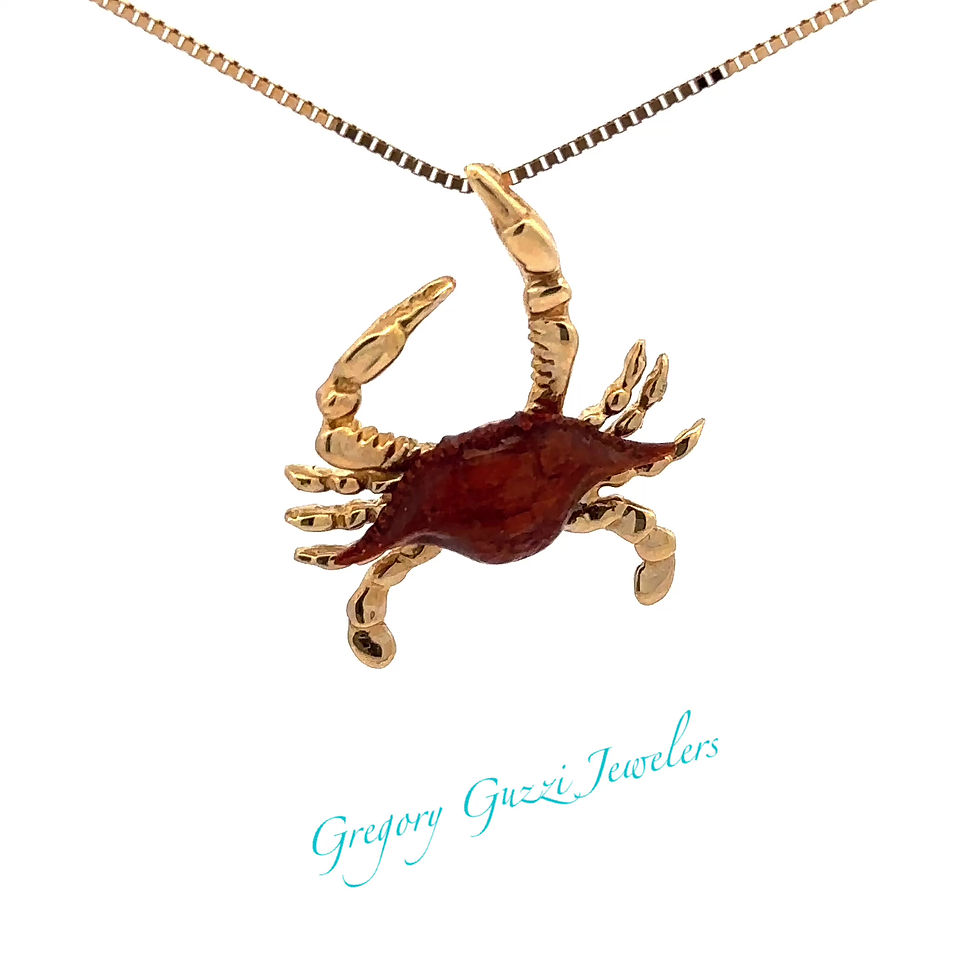 Miniatura: 14k gold 3D Maryland Blue Crab with Teak pendant / charm
